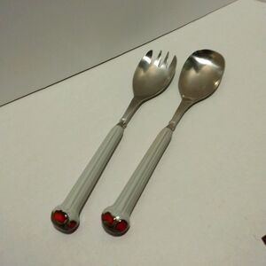 Set of vintage Denby serving fork and spoon.